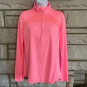 Xersion Fluorescent Melon High Neck Long Sleeve Half-Zip Pullover Top Size M